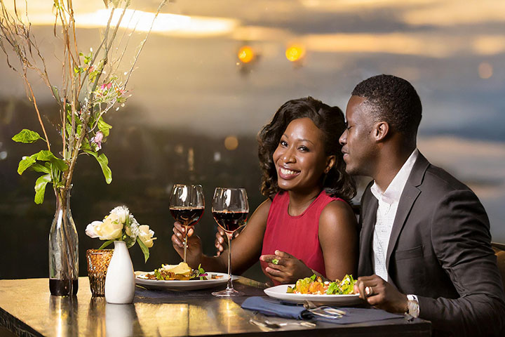 Couple dining out